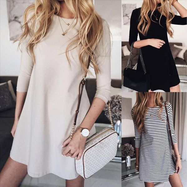 fashion womens mini dress new round neck casual popular elegant long sleeve autumn solid color dress above knee length 45, Black;gray
fashion womens mini dress new round neck casual popular elegant long sleeve autumn solid color dress above knee length 45, Black;gray