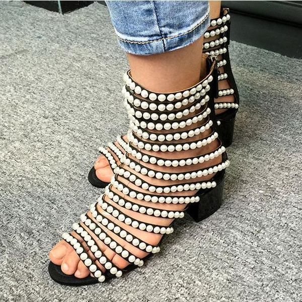 2020 runway designer summer shoes woman block heel cut-out gladiator sandal ankle boots shiny pearl sandals plus size 34-44, Black
2020 runway designer summer shoes woman block heel cut-out gladiator sandal ankle boots shiny pearl sandals plus size 34-44, Black