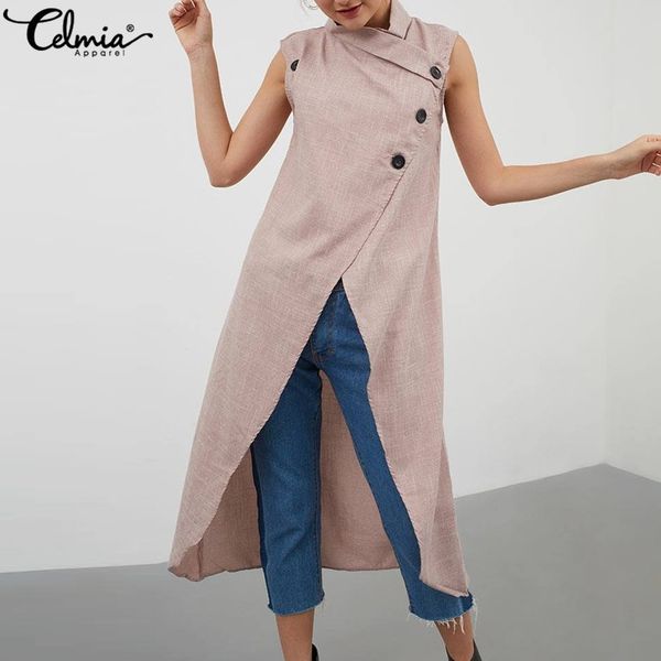 celmia women retro blouse asymmetrical summer sleeveless button down casual split long shirt loose blusas plus size 5xl y200622, White
celmia women retro blouse asymmetrical summer sleeveless button down casual split long shirt loose blusas plus size 5xl y200622, White
