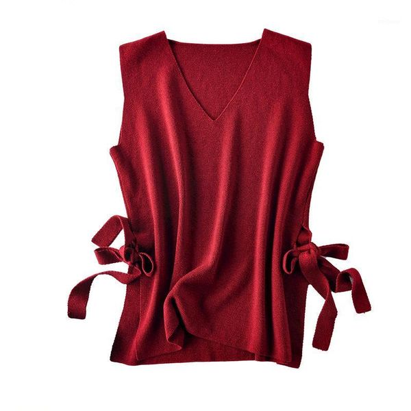 women's loose vest 2020 new v-neck sleeveless sweater vest pullover knitted women spring autumn bow decoration e1101, Black;white
women's loose vest 2020 new v-neck sleeveless sweater vest pullover knitted women spring autumn bow decoration e1101, Black;white