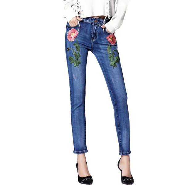 new women's flowers embroidery pattern jeans autumn women's jeans slim pencil elasticity pants female full length fashion, Blue
new women's flowers embroidery pattern jeans autumn women's jeans slim pencil elasticity pants female full length fashion, Blue