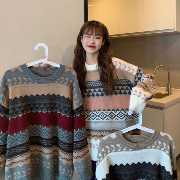 control 3 new jacquard casual casual casual style pullover round neck knitted sweater women's thick, White;black
control 3 new jacquard casual casual casual style pullover round neck knitted sweater women's thick, White;black