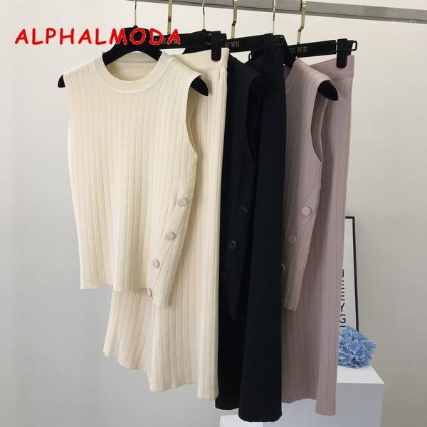 alphalmoda 2019 summer women sleeveless side button knitted vest + fashion broad-legged trousers 2pcs casual knit pants sets1, White
alphalmoda 2019 summer women sleeveless side button knitted vest + fashion broad-legged trousers 2pcs casual knit pants sets1, White