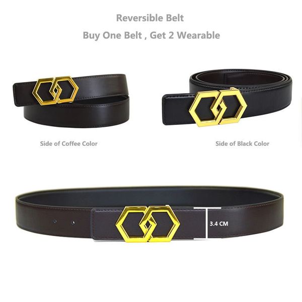 belt of leather genuine stainless steel hexagon buckle gold casual luxury jeans, Black;brown
belt of leather genuine stainless steel hexagon buckle gold casual luxury jeans, Black;brown