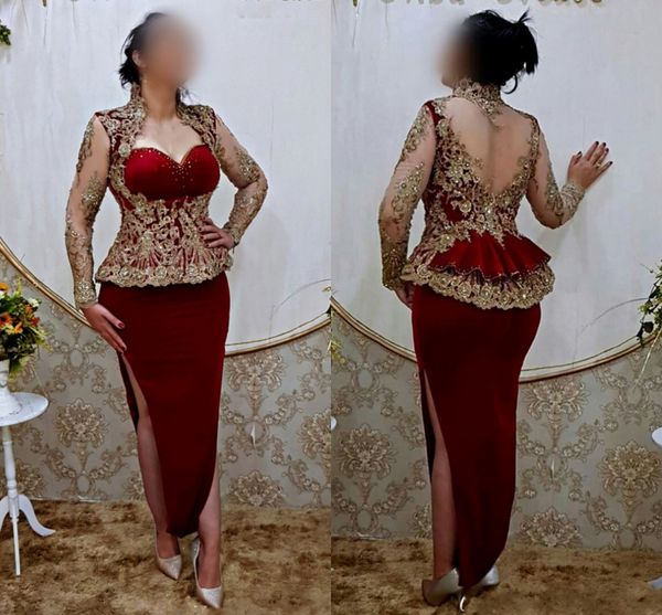 burgundy aso ebi evening dresses applique peplum gold lace karakou algerie long sleeve prom gowns robe de soiree de mariage, Black;red
burgundy aso ebi evening dresses applique peplum gold lace karakou algerie long sleeve prom gowns robe de soiree de mariage, Black;red