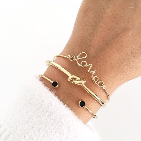 wukalo fashion gold color letter love knot adjustable opening charm bracelet set for women1, Black
wukalo fashion gold color letter love knot adjustable opening charm bracelet set for women1, Black
