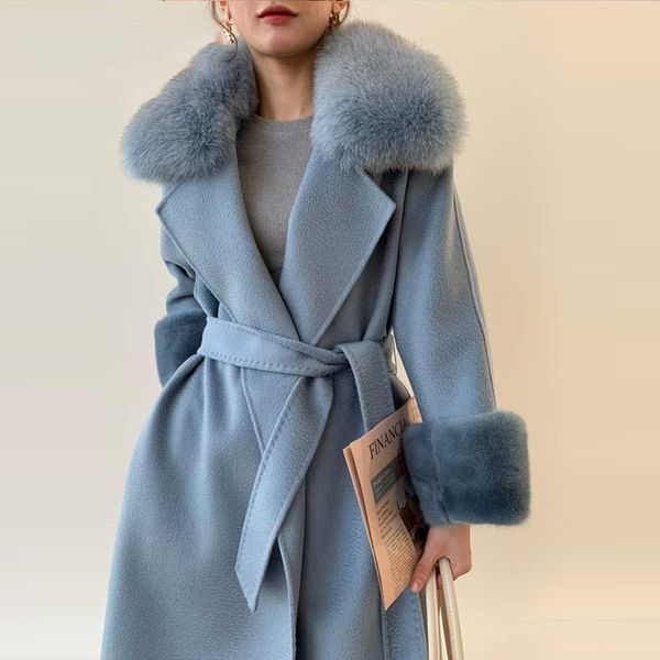 popular brand new alpaca design wool coat with real fox fur collar thickening female streetwear jacket afyr, Black
popular brand new alpaca design wool coat with real fox fur collar thickening female streetwear jacket afyr, Black
