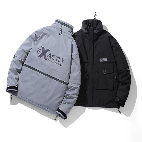 men down jacket winter new thick cotton jacket casual stand-up collar down men's loose warm, Black