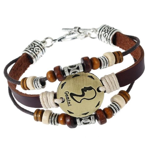 charm bracelets vintage woven hook brown genuine alloy bronze 12 constellations beads leather men for women homme jewelry, Golden;silver
charm bracelets vintage woven hook brown genuine alloy bronze 12 constellations beads leather men for women homme jewelry, Golden;silver