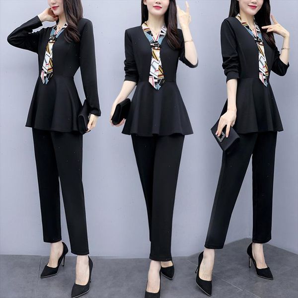 l 5xl black autumn two piece sets outfits women plus size long sleeve tunics and pants suits elegant office ol style, Gray
l 5xl black autumn two piece sets outfits women plus size long sleeve tunics and pants suits elegant office ol style, Gray