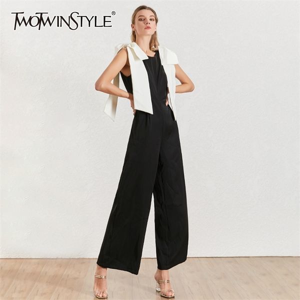 twotwinstyle bowknots patchwork women jumpsuit o neck sleeveless hit color party jumpsuits female summer fashion 2020 new lj200814, Black;white
twotwinstyle bowknots patchwork women jumpsuit o neck sleeveless hit color party jumpsuits female summer fashion 2020 new lj200814, Black;white