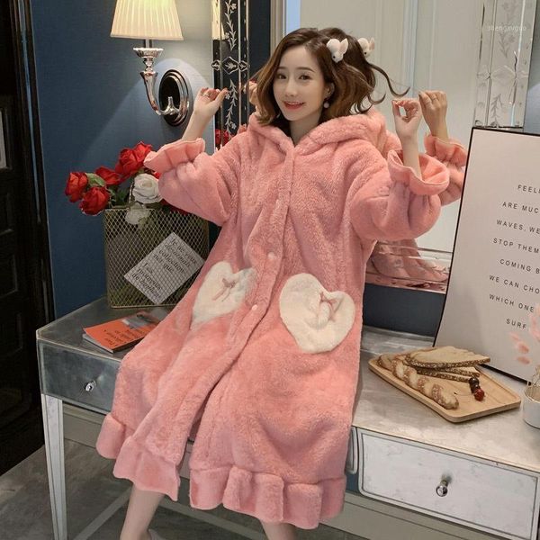 nightdress korean female winter thick coral fleece cute girl hooded long-sleeved women flannel nightgown warm homewear f19981, Black;red
nightdress korean female winter thick coral fleece cute girl hooded long-sleeved women flannel nightgown warm homewear f19981, Black;red