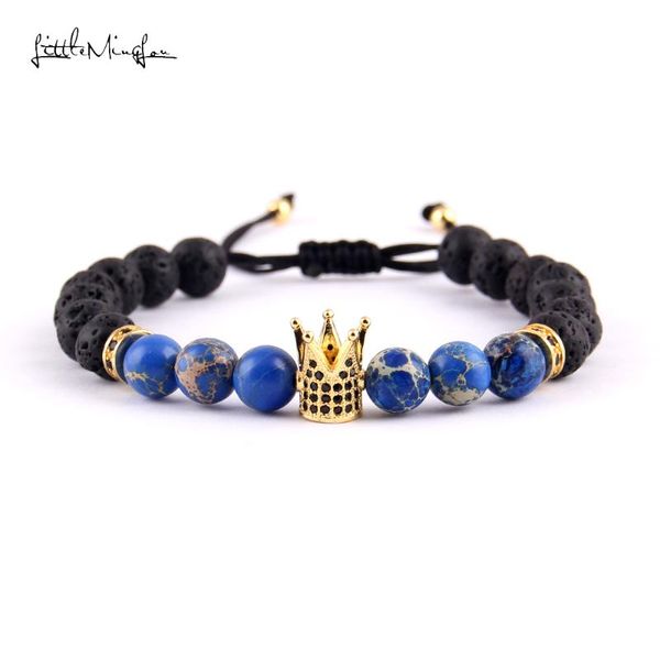 charm bracelets little minglou 8mm stone bead bracelet black cz rims & crown macrame braid bangles for men luxury jewelry, Golden;silver
charm bracelets little minglou 8mm stone bead bracelet black cz rims & crown macrame braid bangles for men luxury jewelry, Golden;silver