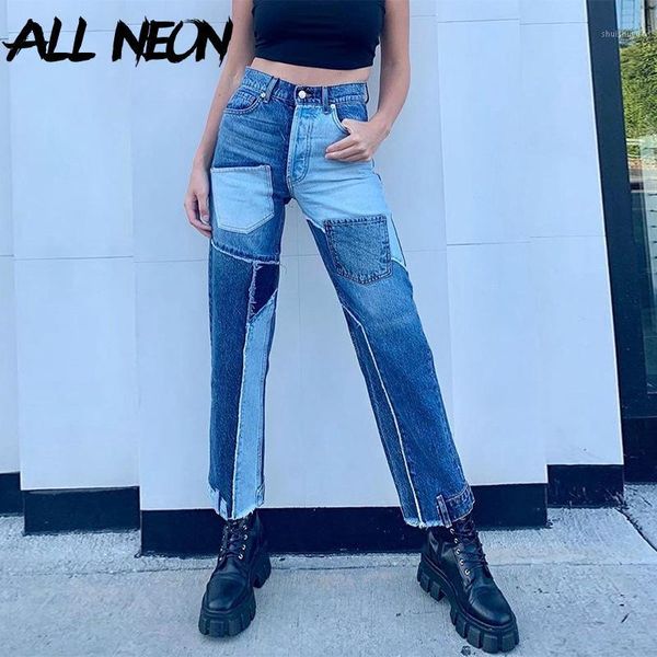 allneon y2k fashion patchwork high waist long jeans hip hop style loosed straight demin pants 90s streetwear e-girl bottoms fall1, Blue
allneon y2k fashion patchwork high waist long jeans hip hop style loosed straight demin pants 90s streetwear e-girl bottoms fall1, Blue