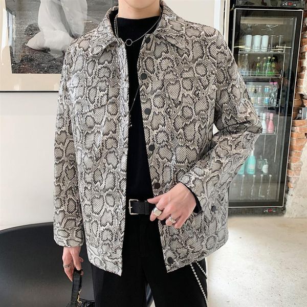 mensnake print leather jacket vintage fashion loose casual male streetwear coat outerwear, Black;brown
mensnake print leather jacket vintage fashion loose casual male streetwear coat outerwear, Black;brown