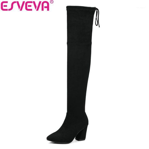 esveva 2020 women boots slim look boots square high heel round toe over the knee pointed toe ladies size 34-431, Black
esveva 2020 women boots slim look boots square high heel round toe over the knee pointed toe ladies size 34-431, Black