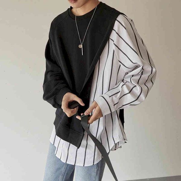 2021 new autumn thin pullover sweatshirt men couple student korean trend loose harajuku fashion striped fake two-piece male jacket ubk5, Black
2021 new autumn thin pullover sweatshirt men couple student korean trend loose harajuku fashion striped fake two-piece male jacket ubk5, Black