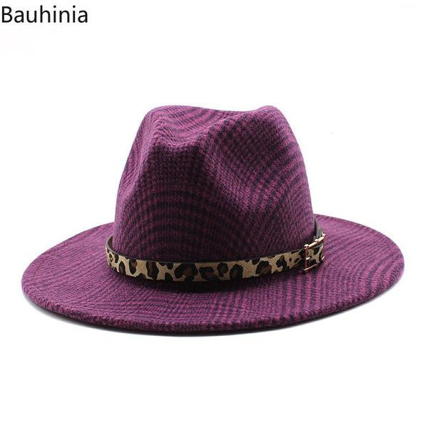 bauhinia 2020 autumn winter woolen women men fedoras jazz hat european american round caps with leopard belt sun hats, Blue;gray
bauhinia 2020 autumn winter woolen women men fedoras jazz hat european american round caps with leopard belt sun hats, Blue;gray