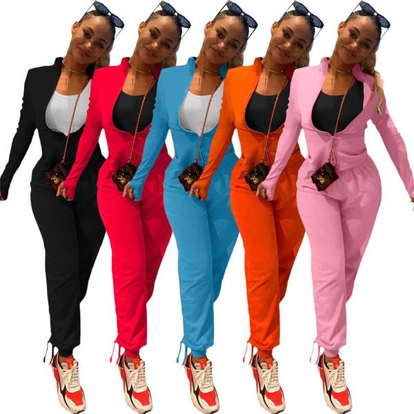 stand collar two piece sets for women solid color slim sports womens tracksuits casual stacked pants ladies 2pcs outfits, Gray
stand collar two piece sets for women solid color slim sports womens tracksuits casual stacked pants ladies 2pcs outfits, Gray