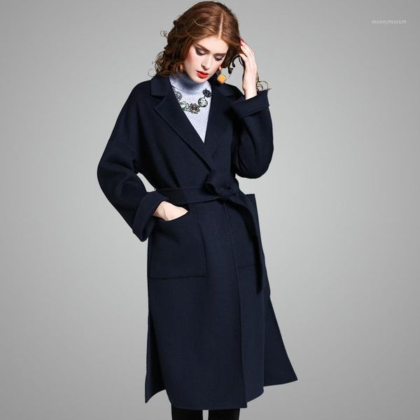 fall winter women's retro wool 100% overcoat elegant robe style navy long trench coat double faced wool office ladies coats 20201, Black
fall winter women's retro wool 100% overcoat elegant robe style navy long trench coat double faced wool office ladies coats 20201, Black