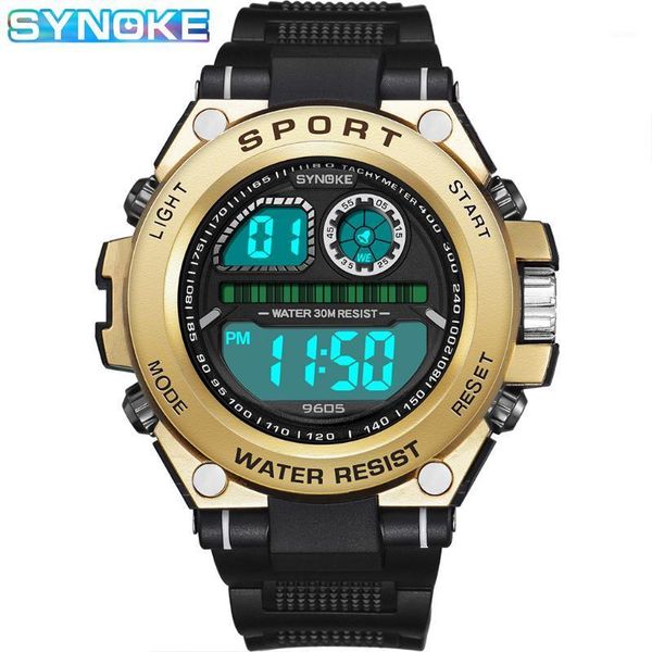 synoke sport men watch black gold led display digital wristwatches for mens waterproof chrono week alarm male hour montre homme1, Slivery;brown
synoke sport men watch black gold led display digital wristwatches for mens waterproof chrono week alarm male hour montre homme1, Slivery;brown