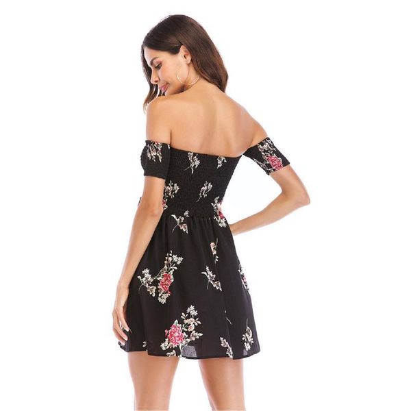 women's spring 2019 style seaside holiday short skirt with off-line collar pleated high waist print swing dress, Black;gray
women's spring 2019 style seaside holiday short skirt with off-line collar pleated high waist print swing dress, Black;gray
