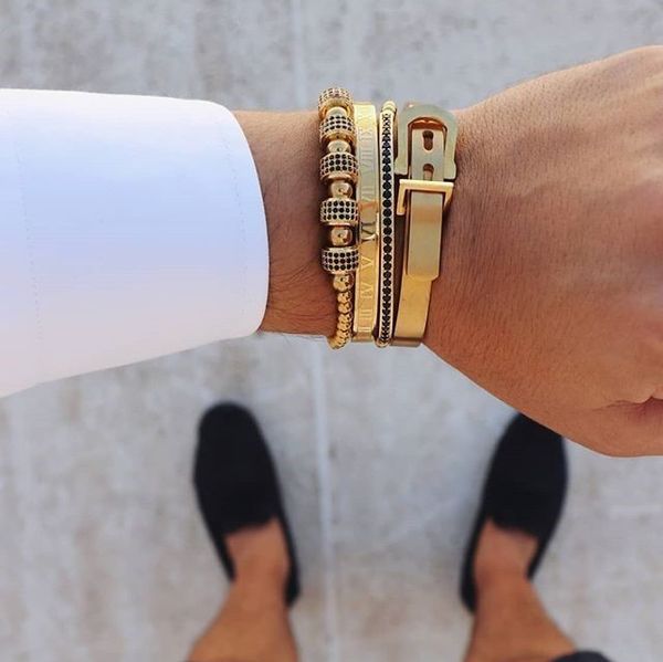 4pcs/set luxury beads bracelet numeral belt buckle stainless steel bangle cz ball macrame bracelets & bangles for men jewelry, Golden;silver
4pcs/set luxury beads bracelet numeral belt buckle stainless steel bangle cz ball macrame bracelets & bangles for men jewelry, Golden;silver