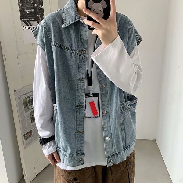 autumn 2020 new men's jeans sleeveless lapel casual coat loose jacket vest fashion, Black;white
autumn 2020 new men's jeans sleeveless lapel casual coat loose jacket vest fashion, Black;white