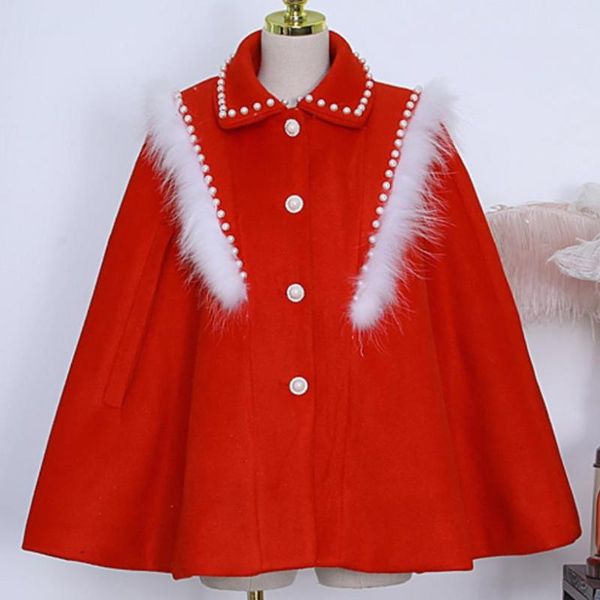 women's wool & blends french style cloak woolen coat women fashion beading bat sleeve thick warm long overcoat, Black
women's wool & blends french style cloak woolen coat women fashion beading bat sleeve thick warm long overcoat, Black
