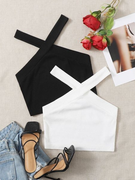 2 pack crisscross crop halter a4i7#, White