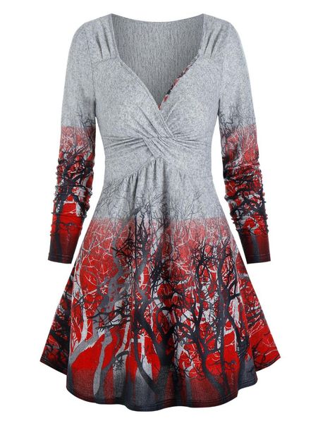 casual dresses wipalo gothic dress autumn women long sleeve trees print twist front vestidos robes plus size party mini, Black;gray
casual dresses wipalo gothic dress autumn women long sleeve trees print twist front vestidos robes plus size party mini, Black;gray