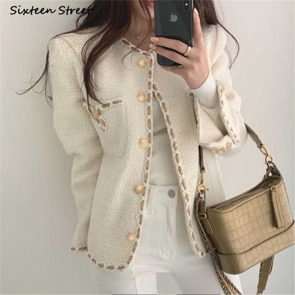 golden button woolen jacket woman winter single breasted pocket elegant tweed cropped coat korean business office outerfit fall 220114, Black;brown
golden button woolen jacket woman winter single breasted pocket elegant tweed cropped coat korean business office outerfit fall 220114, Black;brown