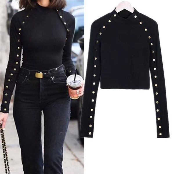 spring autumn 2019 women t-shirts short cropped long sleeve buttons solid tees women casual slim cotton crop tees, White
spring autumn 2019 women t-shirts short cropped long sleeve buttons solid tees women casual slim cotton crop tees, White