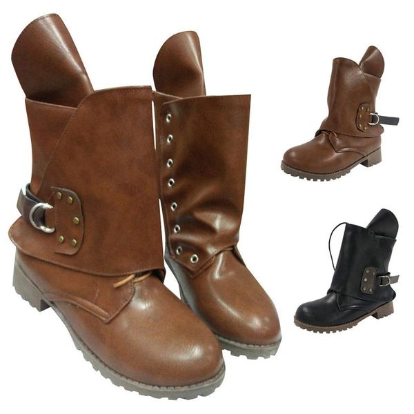 women boots lace-up ankle booties pu leather winter warm knight boots belt buckle shoes round toe boot t3#, Black
women boots lace-up ankle booties pu leather winter warm knight boots belt buckle shoes round toe boot t3#, Black