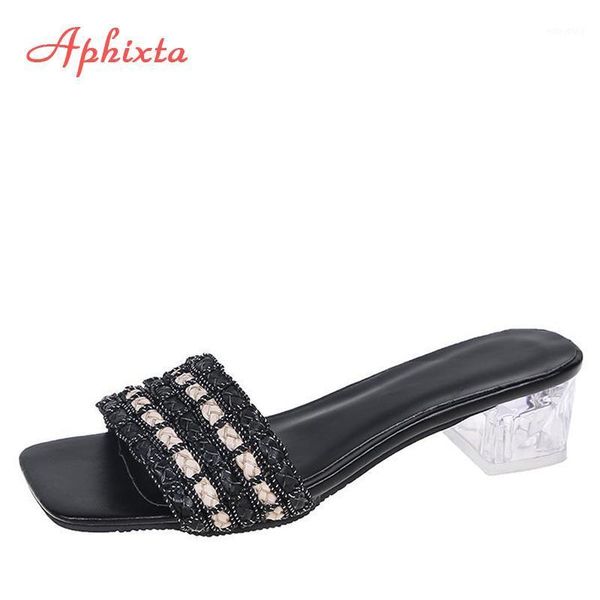aphixta 2021 new summer 5cm transparent square heels women slippers slides rope lattice flip flops shoes plus size 43 441, Black
aphixta 2021 new summer 5cm transparent square heels women slippers slides rope lattice flip flops shoes plus size 43 441, Black