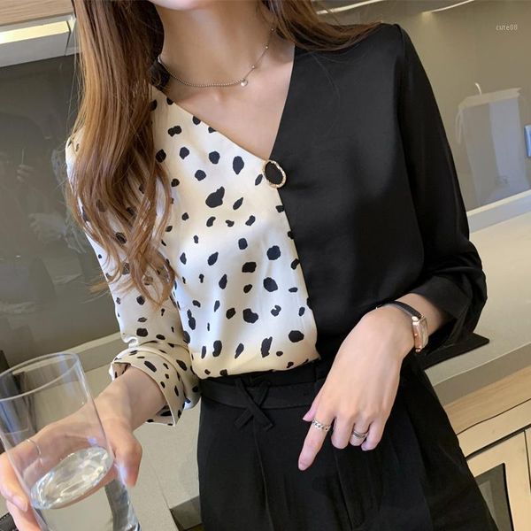 women's blouses & shirts korean silk women leapard blouse woman satin print ladies plus size v neck, White
women's blouses & shirts korean silk women leapard blouse woman satin print ladies plus size v neck, White