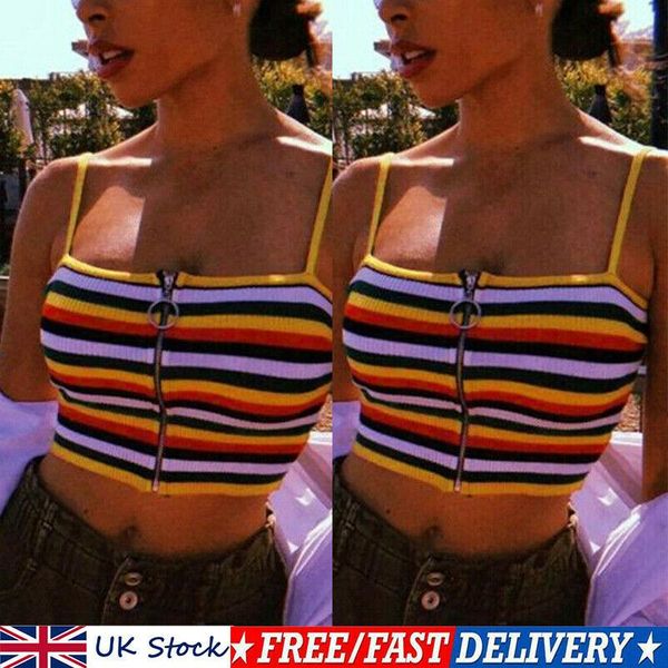 2020 fashion women girl striped rainbow zipper ladies vest boho hippie summer tank, White
2020 fashion women girl striped rainbow zipper ladies vest boho hippie summer tank, White
