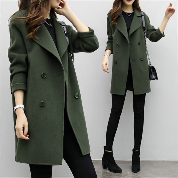 in autumn winter of 2021, korean temperament women's slim large size medium and long woolen coat tide, Black
in autumn winter of 2021, korean temperament women's slim large size medium and long woolen coat tide, Black