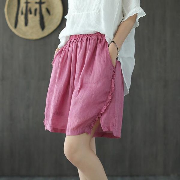 women's shorts fine ramie hand embroidered side slit skirt female summer wide leg shorts2259, White;black
women's shorts fine ramie hand embroidered side slit skirt female summer wide leg shorts2259, White;black