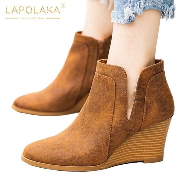 lapolaka 2020 large size 43 concise boots woman shoes zip up wedge high heels spring autumn boots ladies footwear, Black
lapolaka 2020 large size 43 concise boots woman shoes zip up wedge high heels spring autumn boots ladies footwear, Black