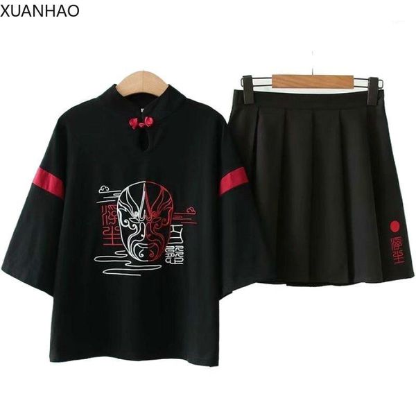 xuanhao women black summer sets s-xl 2 piece set chinese style embroidery cotton t shirts and hight waist mini pleated skirts1, White
xuanhao women black summer sets s-xl 2 piece set chinese style embroidery cotton t shirts and hight waist mini pleated skirts1, White