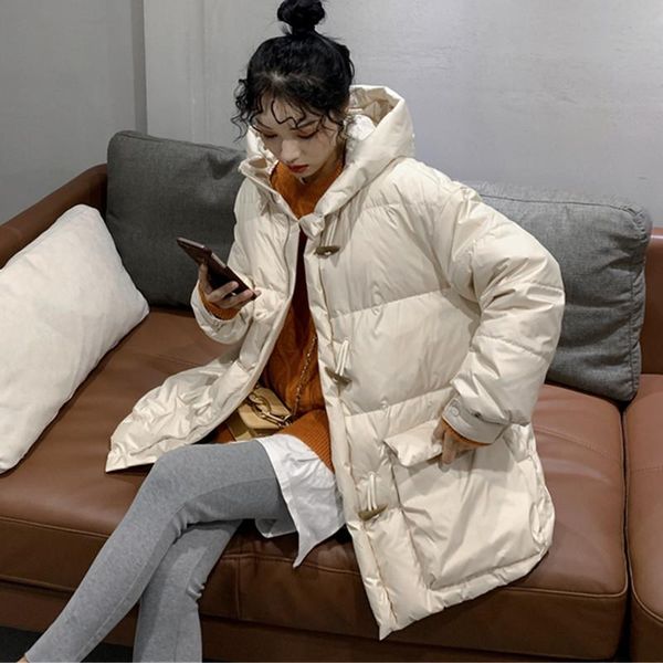 women's down & parkas 2021 winter korean fashion thick jacket women hooded warm horn button 90% white duck loose outwear, Black
women's down & parkas 2021 winter korean fashion thick jacket women hooded warm horn button 90% white duck loose outwear, Black