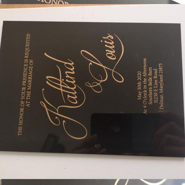 2020 design custom colorful printing acrylic card wedding invitation card,black acrylic card with rose gold printing text
2020 design custom colorful printing acrylic card wedding invitation card,black acrylic card with rose gold printing text