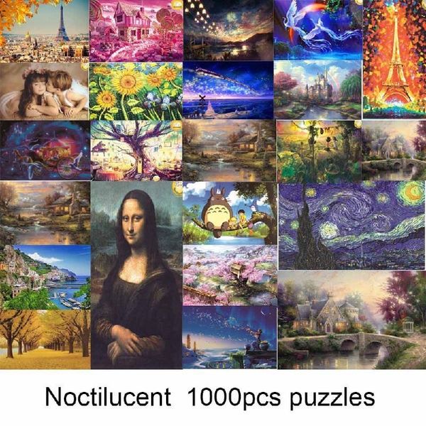 1000 Pieces Puzzle Kids Jigsaw Puzzles Noctilucent Educational Toys For Children Fluorescent Puzzles Y200421