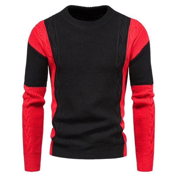 2020 winter new men matching color round neck blouse slimming style retro long sleeve warm men's sweaters, White;black
2020 winter new men matching color round neck blouse slimming style retro long sleeve warm men's sweaters, White;black