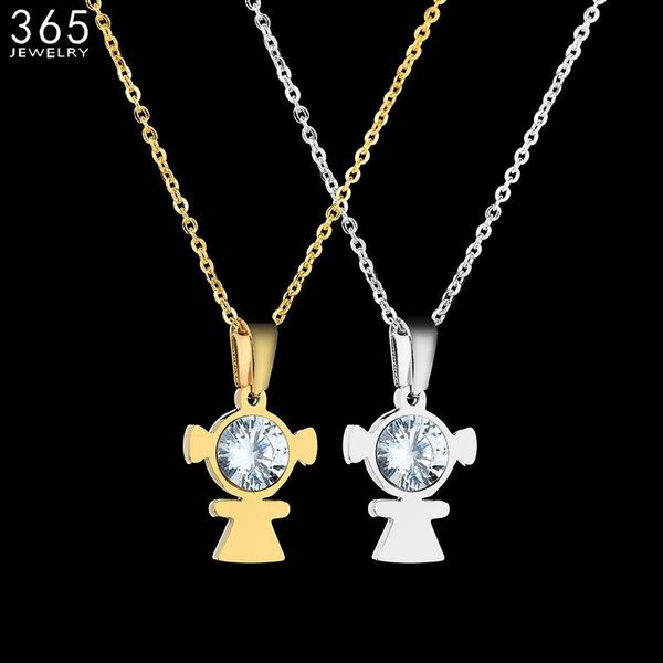 pendant necklaces 2021 trendy gold color crystal cz little girl necklace stainless steel cute person for women gift, Silver
pendant necklaces 2021 trendy gold color crystal cz little girl necklace stainless steel cute person for women gift, Silver