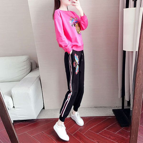 autumn new women's solid color printing sports fashion leisure suit 2-piece set, Gray
autumn new women's solid color printing sports fashion leisure suit 2-piece set, Gray