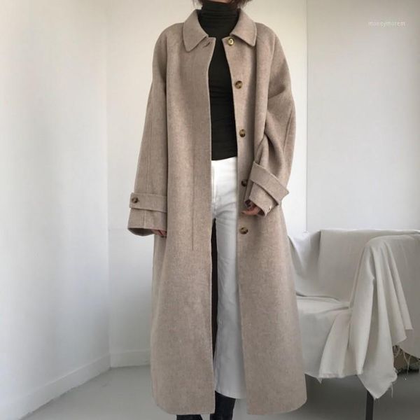women's wool & blends plus size woolen coat women belt turn down collar single breasted coats casual solid outwear overcoat1, Black
women's wool & blends plus size woolen coat women belt turn down collar single breasted coats casual solid outwear overcoat1, Black