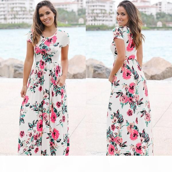 women floral print short sleeve boho dress evening gown party long maxi dress summer sundress 5 styles, Black;gray
women floral print short sleeve boho dress evening gown party long maxi dress summer sundress 5 styles, Black;gray