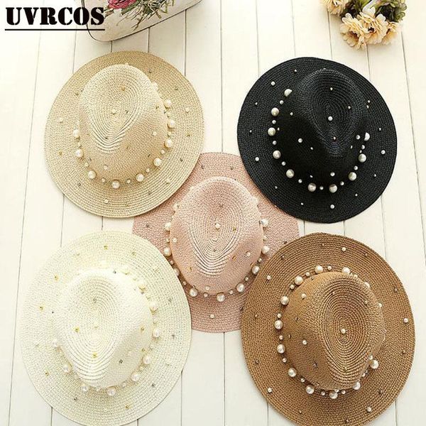 wide brim hats summer style flat straw hat fashion pearl nail lady sunshade sunblock classic personality jazz outdoor beach, Blue;gray
wide brim hats summer style flat straw hat fashion pearl nail lady sunshade sunblock classic personality jazz outdoor beach, Blue;gray